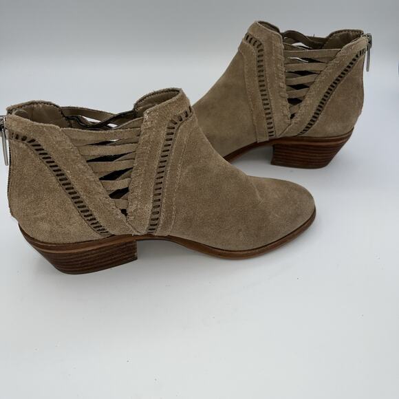 Vince Camuto Women's Pimmy Zip Ankle Booties Suede Boots Size 7 Tan Leather - Picture 1 of 15